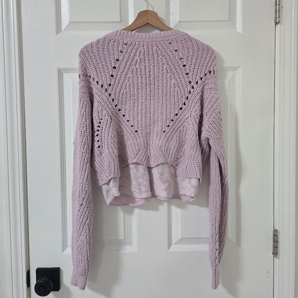 Anthropologie Lilac Layered Cable Knit Slouchy Sweater Size S - Picture 8 of 9